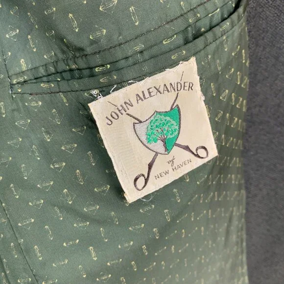 Vintage 60s Jacket Size 42L Green Wool Blazer Suit Sport Coat 1950s Academia